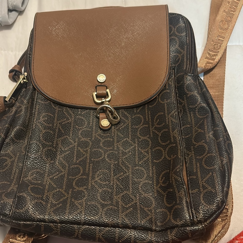 Calvin Klein Brown and Tan Backpack